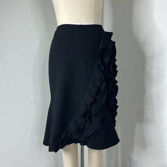 Vera Wang Cocktail Knee Length Ruffle Side Pencil Skirt